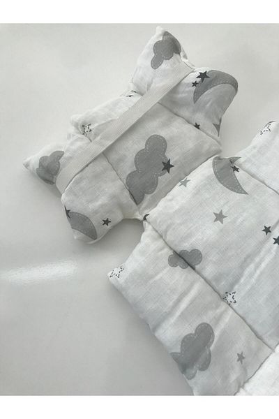 Jaju Baby Gray Cloud Moon Star Patterned Muslin Fabric Stroller Cushion Car Seat Cushion