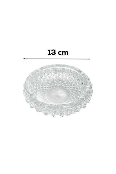 Porsima Klk-04 Crystal Glass Round Ashtray - Transparent Luxury Ash Tray 13 cm