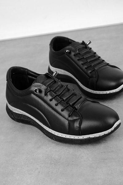 Lal Shoes & Bags Pantofi sport Bean din piele naturală pentru femei cu cusături - negru