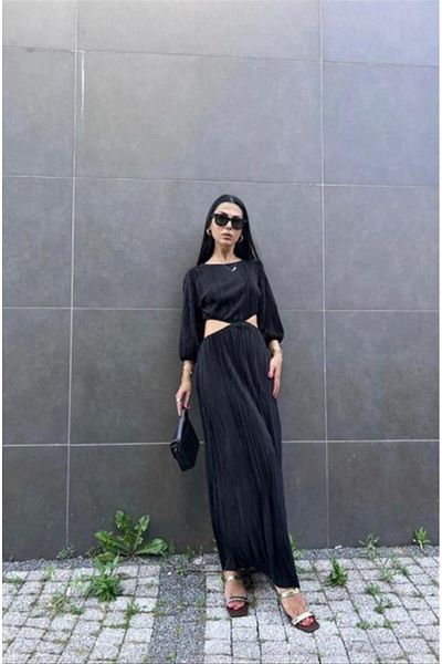 Simala Black Pleated Dress