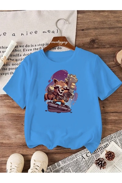 oneagılyazı Tricou supradimensionat pentru copii cu imprimeu Raccoon