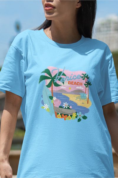 SUNFREE Popular Trend Venice Beach Printed Women's Oversize Tshirt