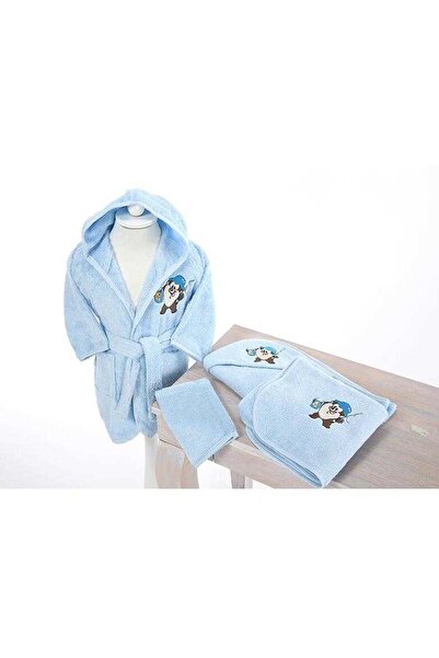 Özdilek Bambu Ashley Yenidoğan Bebek Bornoz Seti-tazmanya Mavi