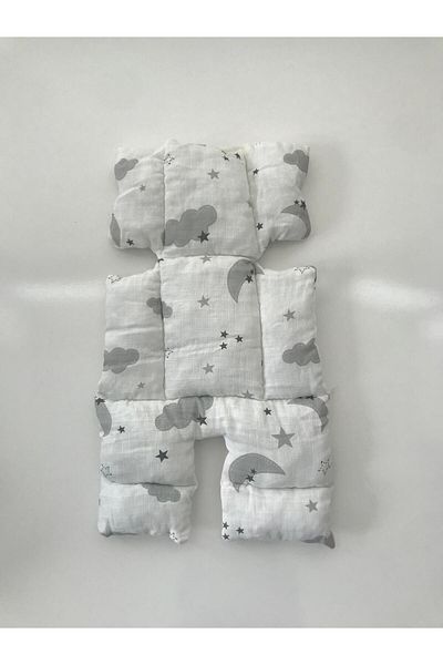Jaju Baby Gray Cloud Moon Star Patterned Muslin Fabric Stroller Cushion Car Seat Cushion
