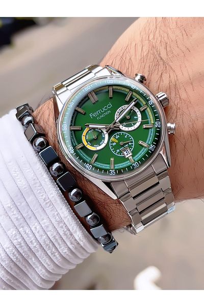Ferrucci Men's Wristwatch with Steel Cord Function 3 Atm Waterproof with 2 Years Warranty+Bracelet as a Gift