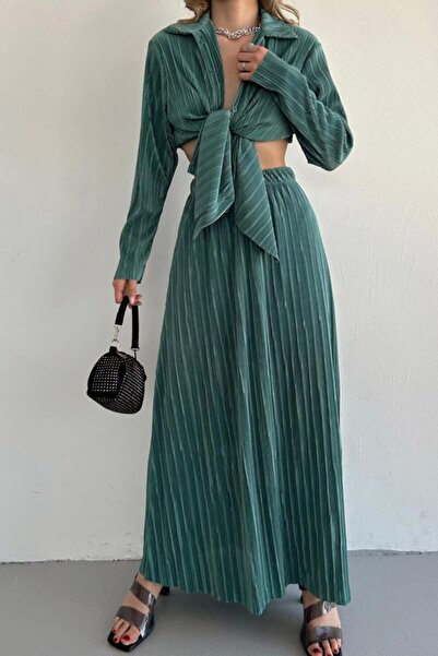 JANES Mint Ribbed Shirt and Long Skirt Set