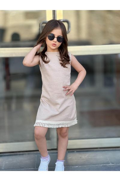CINARIUM Tassel Detailed Dress and Jacket Girl's Festive Travel Stylish Set