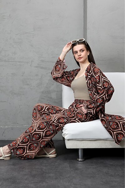 forte bella Patterned Multi Kimono Bottom-Top Set