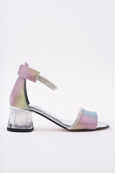MUGGO Noşa Ankle Strap Glitter Girls' Low Heeled Shoes