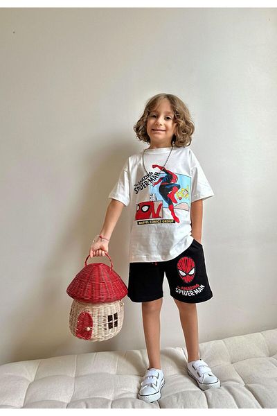 patriko tekstil Boy's Popular Character Back Detail Shorts Tshirt Bottom Top Set
