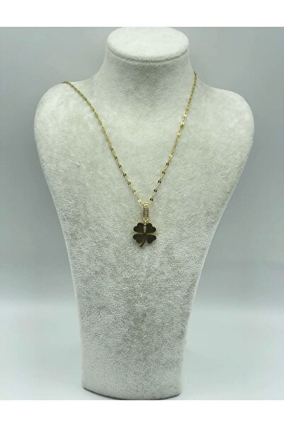 stainles steel Çelik Gold Yonca Kolye