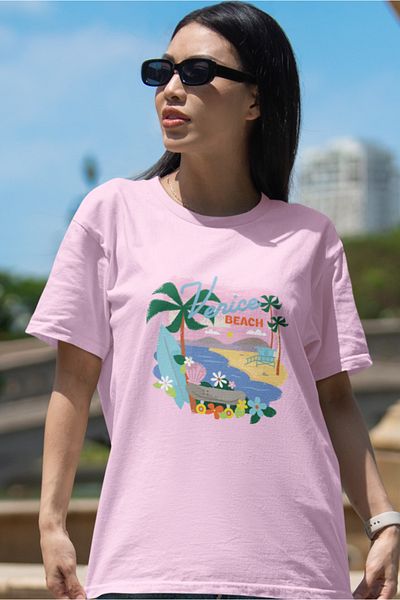 SUNFREE Popular Trend Venice Beach Printed Women's Oversize Tshirt