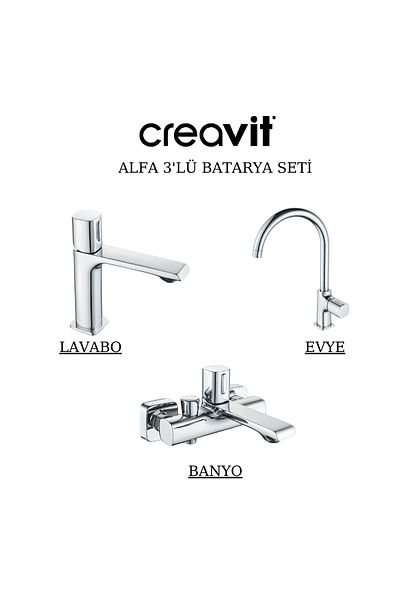 Creavit Alfa Battery Set - 3-Piece Bathroom-Washbasin-Sink