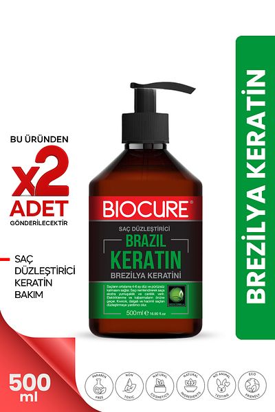 Biocure Hair Straightening Keratin Care for Curly Wavy and Voluminous Hair Brazilian Blow Dry 500ml X 2 Pieces