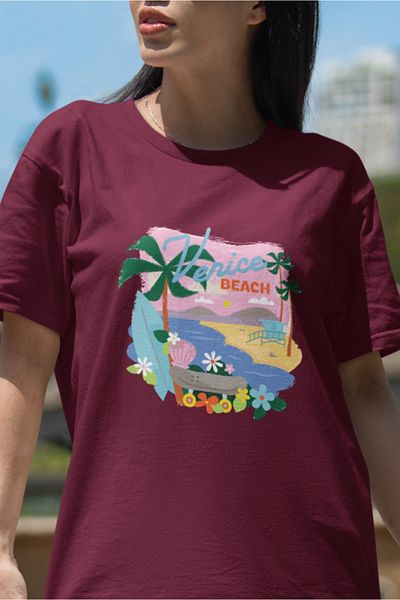 SUNFREE Popular Trend Venice Beach Printed Women's Oversize Tshirt