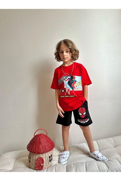 patriko tekstil Boy's Popular Character Back Detail Shorts Tshirt Bottom Top Set