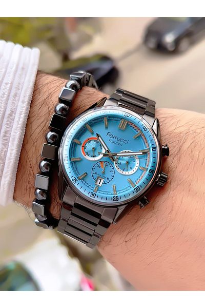 Ferrucci Men's Wristwatch with Steel Cord Function 3 Atm Waterproof with 2 Years Warranty+Bracelet as a Gift