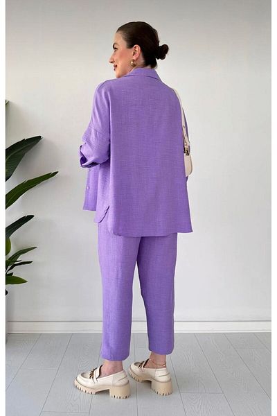 ZoeFlower Linen Women's Shirt and Trousers Set - String Hijab Set