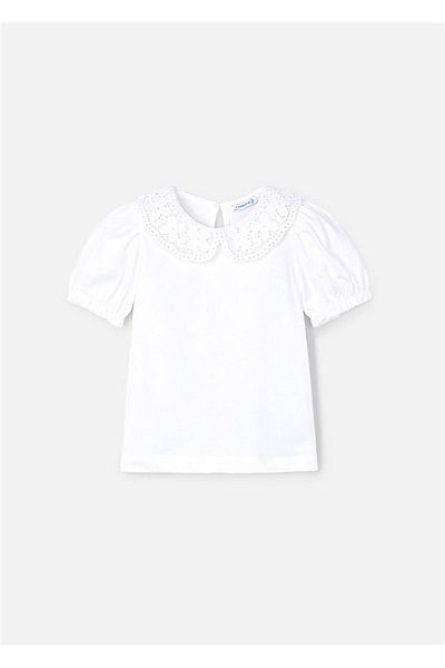 MAYORAL Girl's Lace Collar T-Shirt 3055