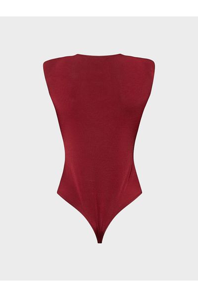 RİVUS Body emblematic fără mâneci cu răsucire în față și detaliu de vată pe umeri - Bordeaux