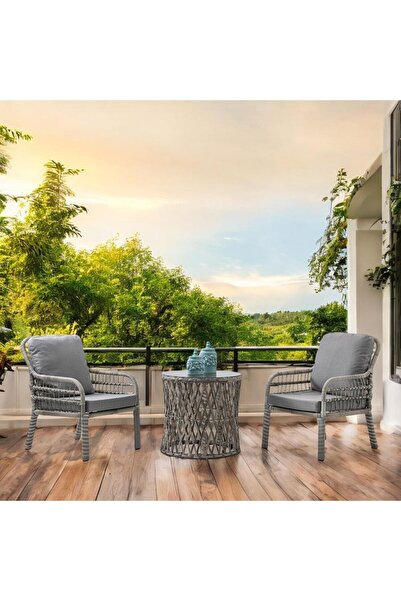 Capri Swing Pisa Tekli Rattan Bahçe Balkon Oturma Grubu | Gri | 700
