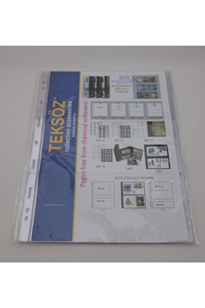 Teksöz-043-Kağıt Para Sayfası Üç Bölmeli A4 Şeffaf Sayfa - 10 Adetlik Paket