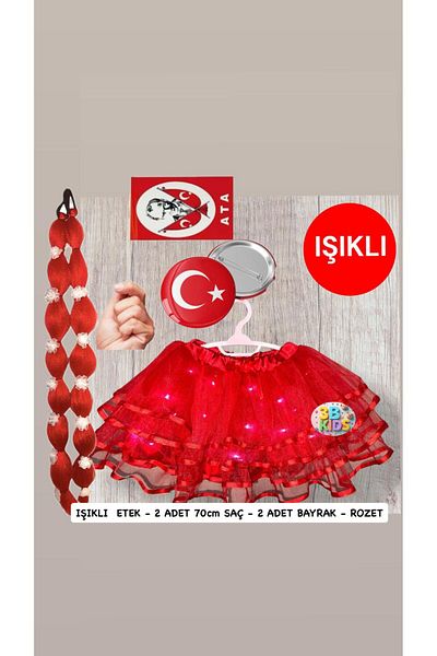 3b kids 23 April Children's Red Tutu Skirt 19 May Red Light Tutu Skirt with Red Buckle 2 Pieces Hair Set