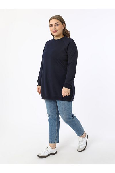 ALİA Φούτερ Basic Plus Size - Navy Blue - Alia