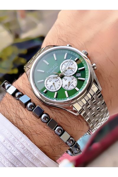 Ferrucci Men's Wristwatch with Steel Cord Function 3 Atm Waterproof with 2 Years Warranty+Bracelet as a Gift
