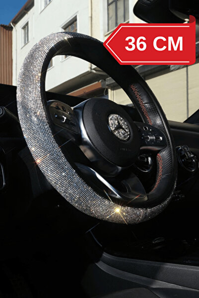 TASARIM ARABAM ATİKE ELİF AKIN 36 Cm Gümüş Full Taşlı Direksiyon Kılıfı-taş D...
