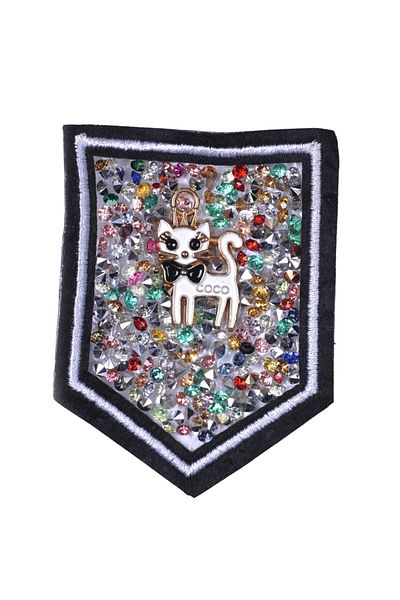 MBB ETİCARET Applique Iron-On Cat Crest with Stones 5 cm