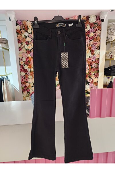 LA CARTE kadın siyah ispanyol paça esnek pantolon