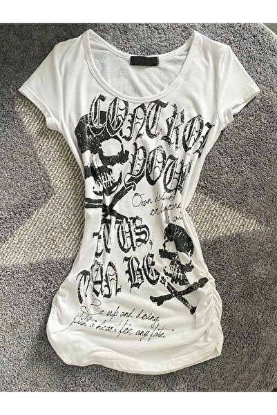 Butik101 Y2k beyaz grunge killstar tshirt