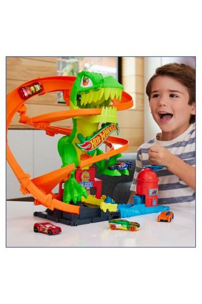 HOT WHEELS HW City HW City T-Rex vs Fire Station - JBM73