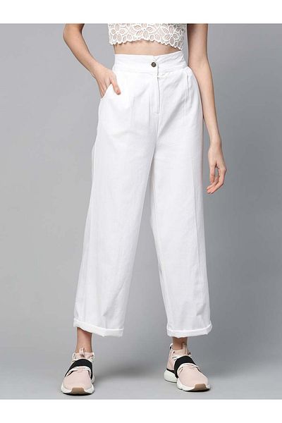 Sassafras By Styli Solid Wide Leg Trousers