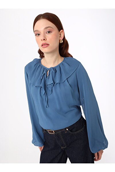 Refka Fırfır Detaylı Şifon Bluz / Gömlek- Refka