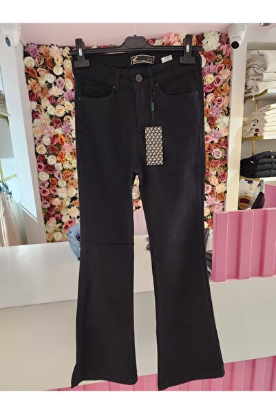 LA CARTE kadın siyah ispanyol paça esnek pantolon