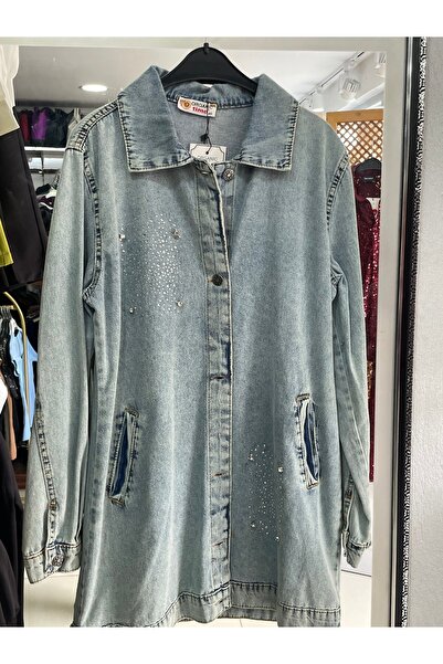 Yaren Moda Kadın Taşlı Kot Ceket (ÜRÜNÜMÜZ DAR KESİMDİR LÜTFEN BEDENİNİZİN BİR BEDEN BÜYÜĞÜNÜ TERCİH EDİNİZ)