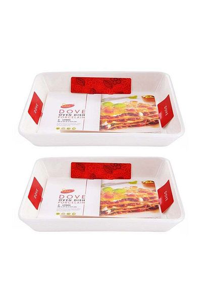 Dove 2-Piece Set /  Oven / Serving Dish 3 Liters x 2PCS (36x27.5x5.5) White Rectangular BMW308(2PC)