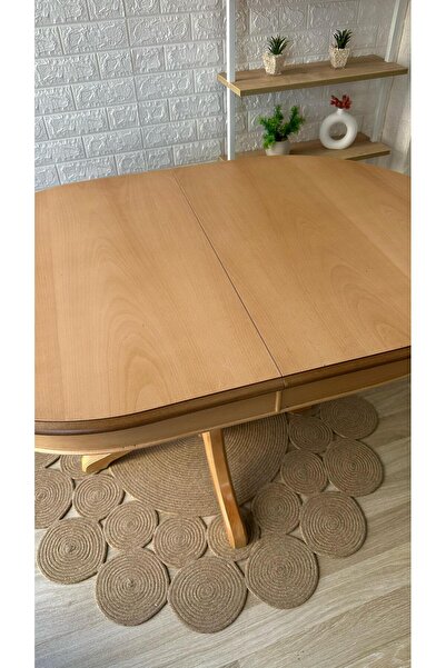 silla Concept Baba Ayaklı Masa Ahşap Oval Naturel Renkli Açılır Masa (BOY 80 CM/EN 120 CM)