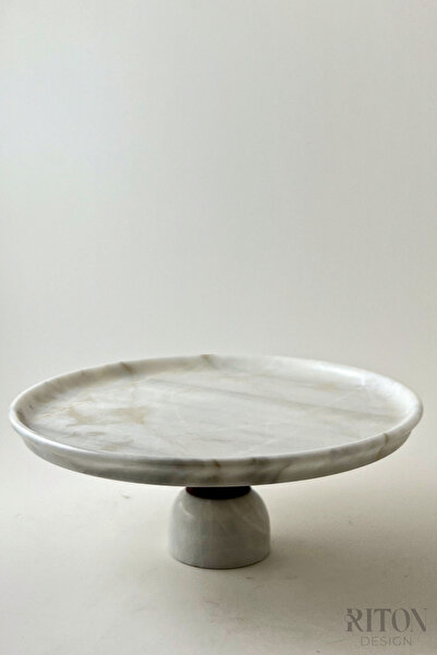 RİTON Royal Mermerden Yapılmış Ayaklı Tatlı Tabağı | Şık ve Zarif