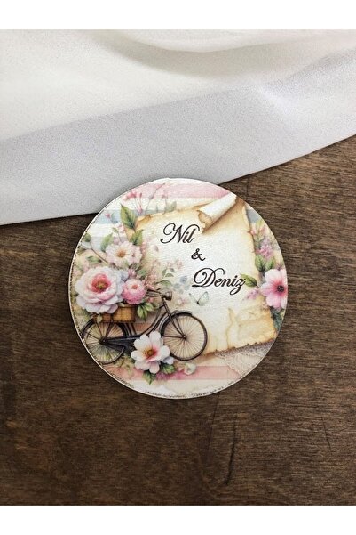 Denseden Ahşap Magnet 20Adet Nikah Magneti Nişan Magneti Kına Magneti Söz Mag...