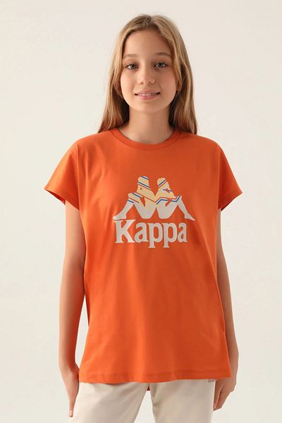 Kappa تي شيرت بناتي برقبة دائرية مصنوع من القطن بنسبة 100%