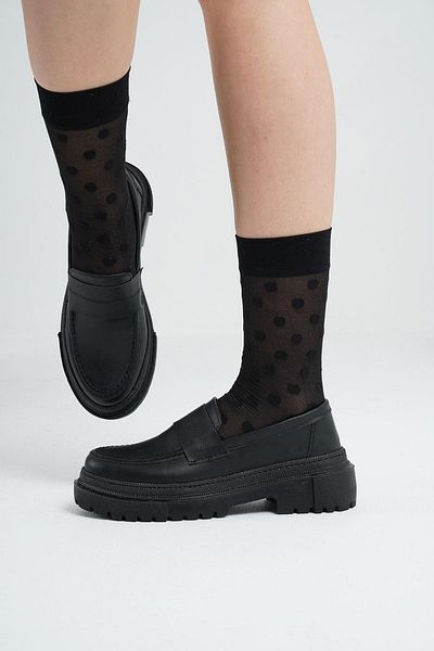 Beyond Γυναικεία Μαύρα Δερμάτινα Loafer Παπούτσια Moccasin 4,5cm Byndlfrk02