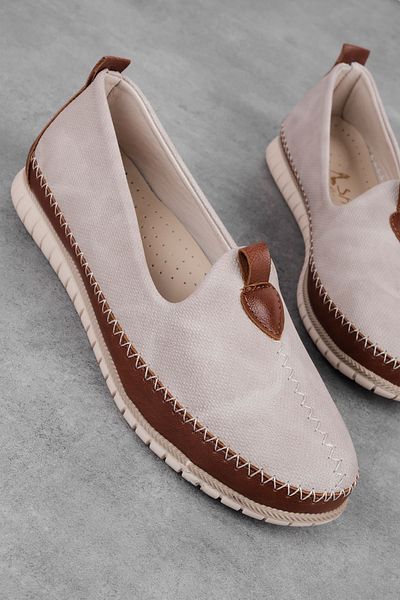 Lal Shoes & Bags Pantofi ocazional cu cusături pentru femei Upside - Crem
