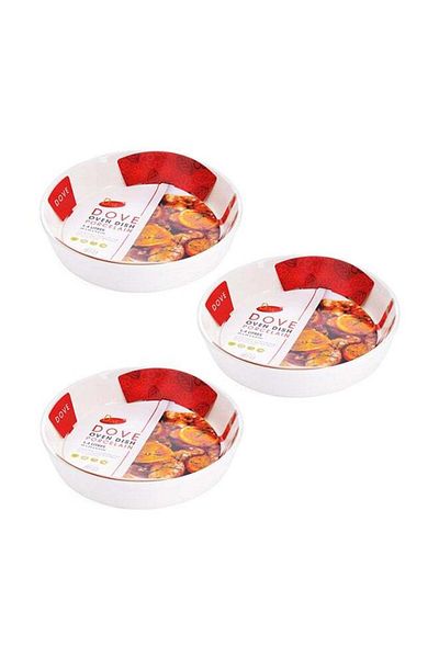 Dove 3-Piece Set / Oven / Serving Dish 1.4 Liters (25x25x5.2) White Round BMW268(0.25DZ