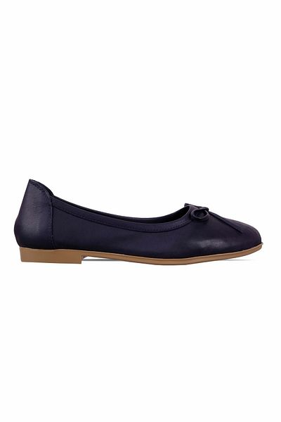 Lal Shoes & Bags Virtus női valódi bőr masni részletes balerina-tengerkék