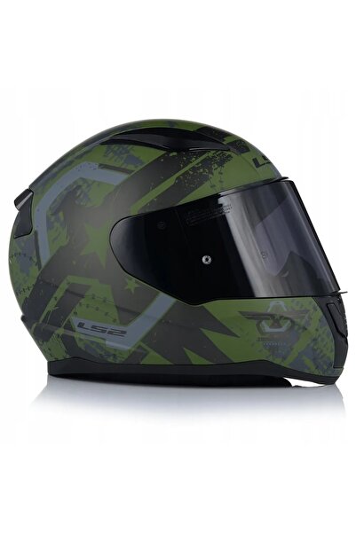 LS2 RAPID II THUNDER BIRDS MAT YEŞİL MOTOSİKLET KASKI SİYAH CAMLI