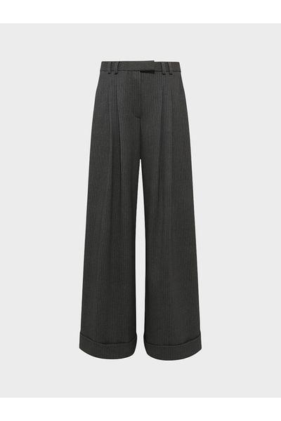 RİVUS Folded Leg Pleated Loose Fabric Trousers - Anthracite Striped