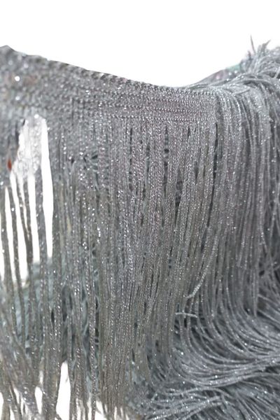 P Parla 20 cm Silver Tassel Fringe Strip - 5 Meters